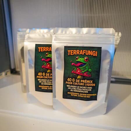 Terrafungi - Pochette de poudre pour cultivo de champignons, ingrédients naturels, facile à utiliser.